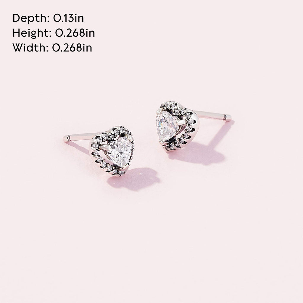 PANDORA Elevated Heart Stud Earrings - Timeless Earrings for Women - Gift for Her - Made with Sterling Silver & Cubic Zirconia - With Gift Box