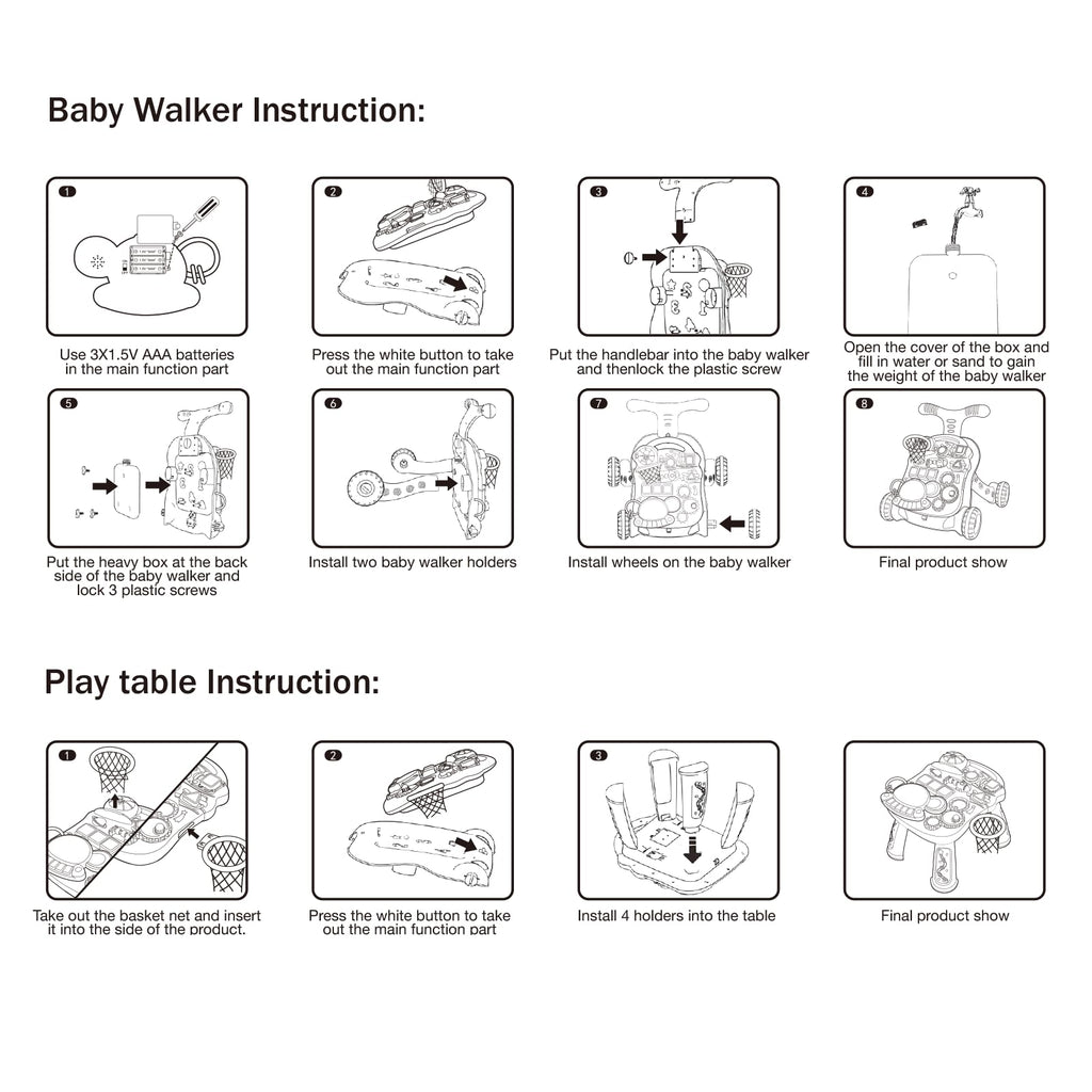 QDRAGON 3 in 1 Baby Walker and Activity Center for Girl, Learning to Walk, Sit to Stand, Early Educational Push Toys with Music Panel for Infant Toddler 12+ Months Pink