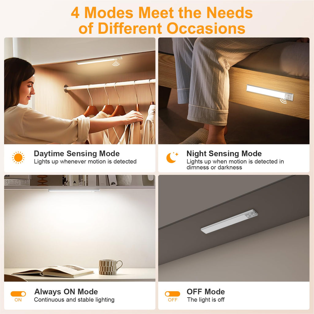 Gritin 10.2inch Under Cabinet Lighting Rechargeable 2 Pack