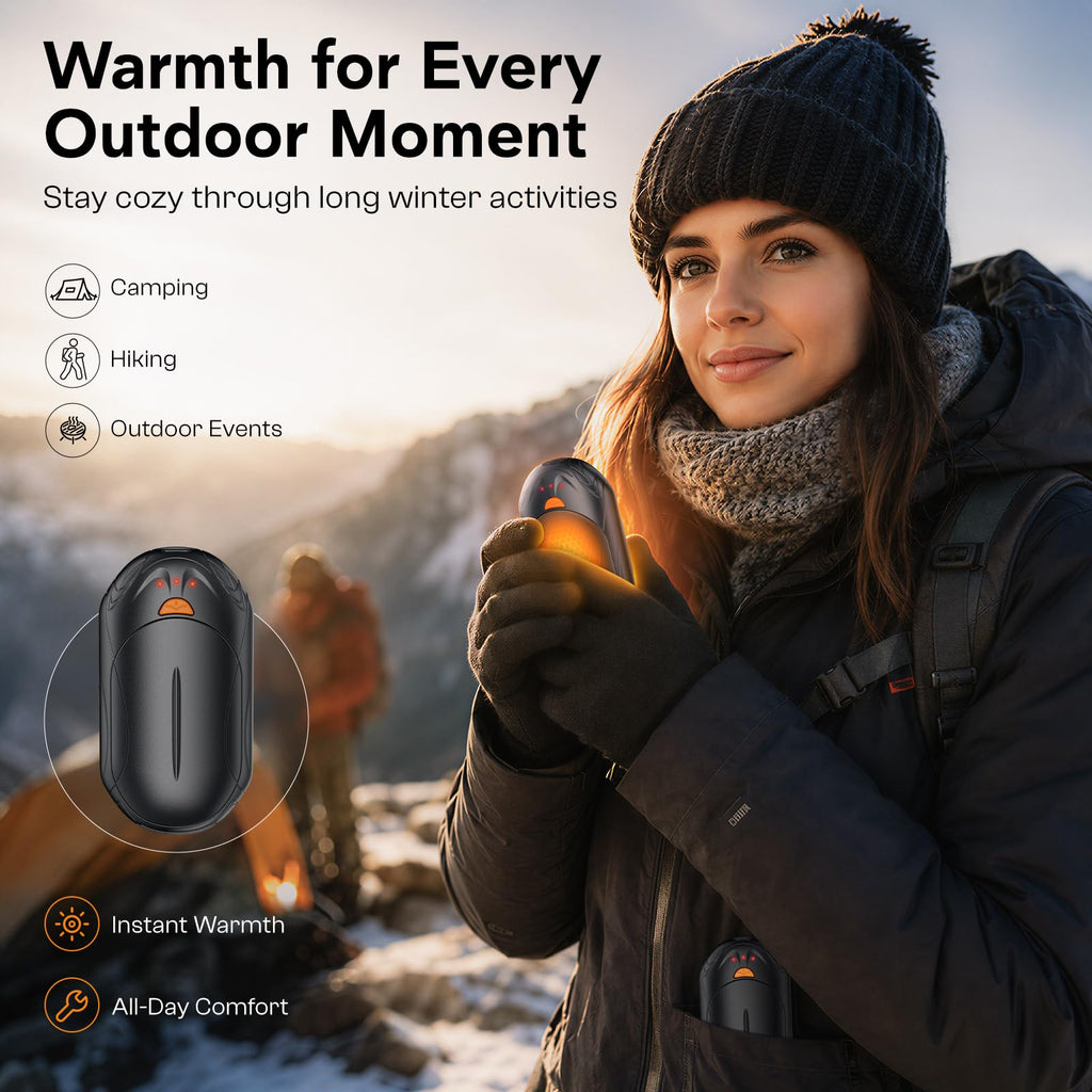 POMPONGO Hand Warmers,20H Heat,Rechargeable, Heat On Demand, 2 Pack