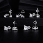 18K White Gold Plated Princess Cut Cubic Zirconia Screw Back Stud Earring Pack of 5 Pairs (5 Pairs)