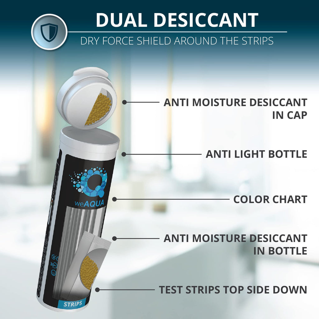 WeAQUA DoubleCheck Water Hardness Test Kit 200 Strips with Sample Cup - Hard Water Testing Strips (0-25 gpg / 0-425 ppm)