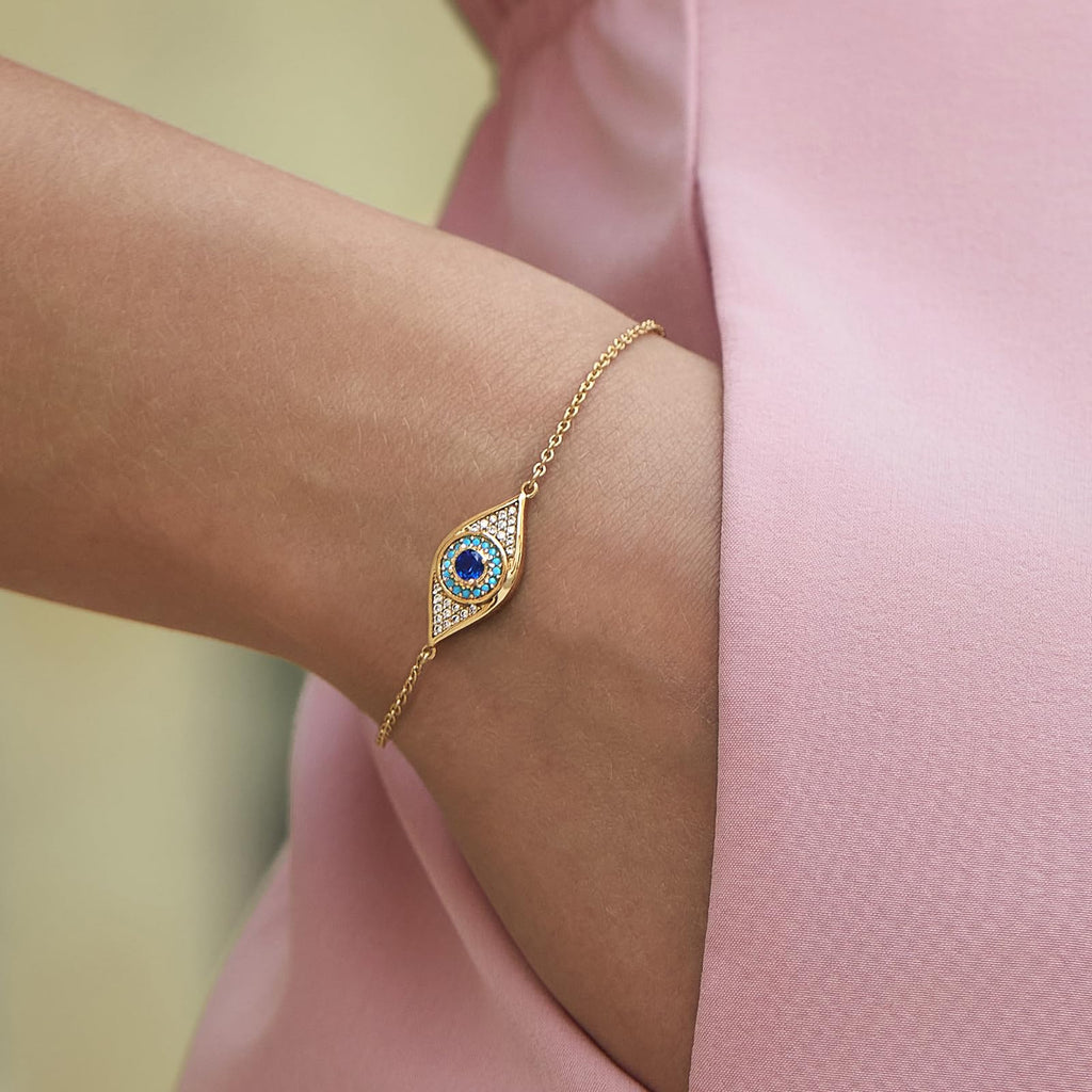 Cicy Bell Evil Eye Bracelets 18k Gold Plated Adjustable