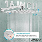 gotonovo Rainfall Bathroom Shower System Rain Shower Head and Handle Set Wall Mounted Shower Complete Combo Solid Brass Pressure Balancing Shower Mixer Valve 16 Inch Polished Chrome