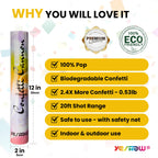 Confetti Cannon Poppers, YESHOW Bidegradable Multicolor Paper, 6 Pack