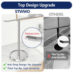 STWWO Hand Towel Holder, Stainless Steel Towel Holder Stand for Bathroom, Kitchen Countertop, T-Shaped Hand Towel Rack Stand, Brushed Nickel