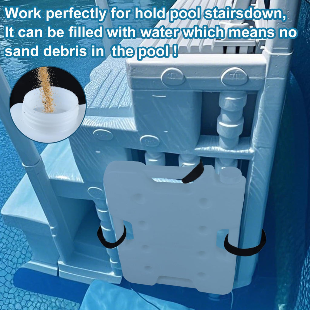 Feoang 2 Pack Pool Ladder Weights, Heavy Duty 52LBS HDPE Pool Step Weights to Prevent Floating, Reusable Swimming Pool Stair Weights Anchor Sand Bag with 8 Adjustable Straps for Above Ground Pools