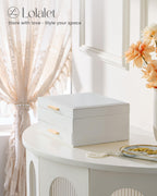 Lolalet 2-Layer Jewelry Box Organizer for Women Girls Room Decor -Beige