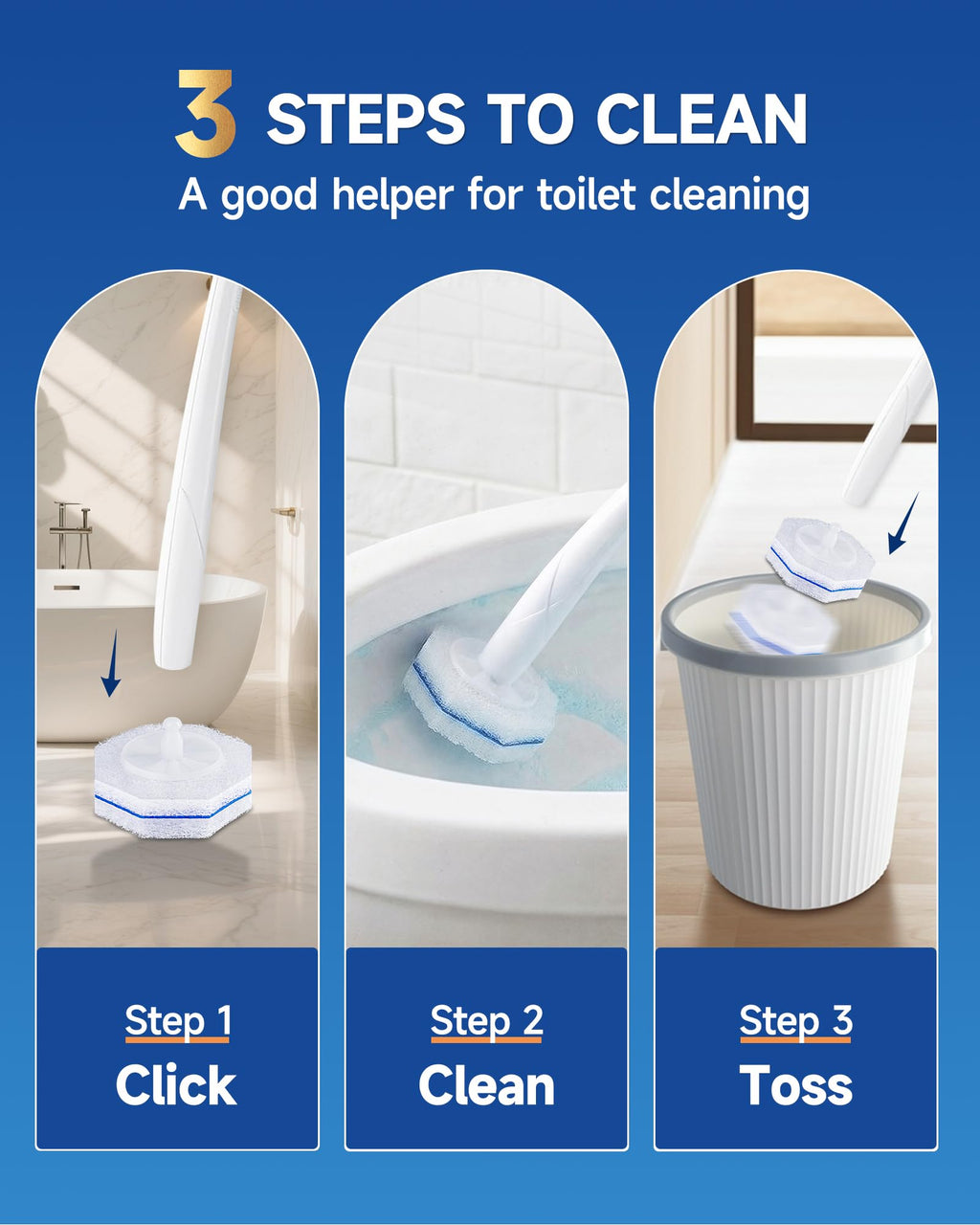 80 Count Toilet Wand Refills for Clorox, 5X Cleaning Power Toilet Bowl Wand Refills & High-Density Disposable Toilet Brush Scrubber - No Falling Apart, Instant Foam for Bathroom Cleaning