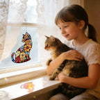 Stained Glass Window Hanging Sun Catchers with Cat Design