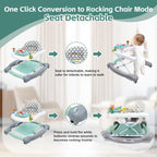 Foldable Baby 5-in-1 Activity Walker - Rocker, Activity Center, Bouncer, Seat Walker, Push Walker - Adjustable Speed Rear Wheels and Height Toys Ages 6-18 Months… (Mint Green)