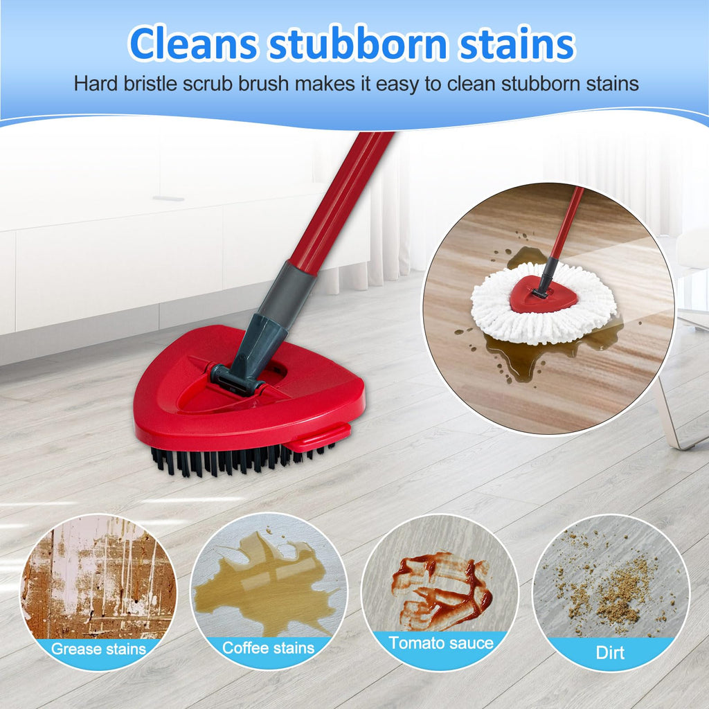 Mop Heads Replacements for Ocedar, Mop Replace Head for O Cedar EasyWring 1-Tank Spin Mop, 6 Mop Heads Include 3 Microfiber Mop Refills, 2 Upgrade Scrubber Mop Head, 1 Mop Base for O-Cedar Mop