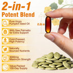 Fenolutra Pumpkin Seed Oil with Saw Palmetto - Cold-Pressed Softgels for Hair Growth & Prostate Support - Organic Supplement for Men & Women, Non-GMO, 300 Softgels