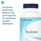 Nutra Biogenesis PanZyme - Betaine HCL with Pepsin, Pancreatin, Lipase and Protease, Cellular Energy, Nervous System and Metabolic Health Support - 180 Capsules