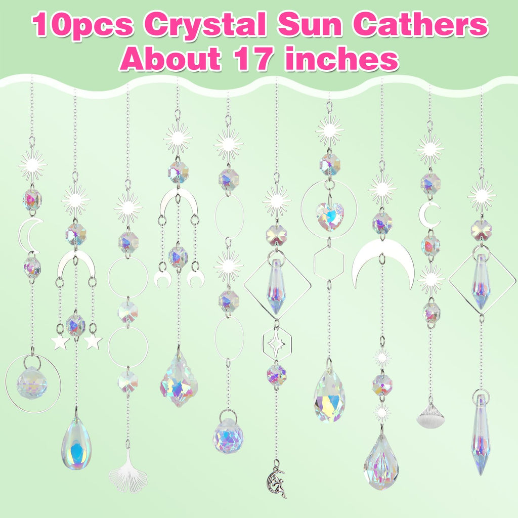 Crystal Suncatcher, 10 Pcs Colorful Sun Catchers Indoor Window Hanging
