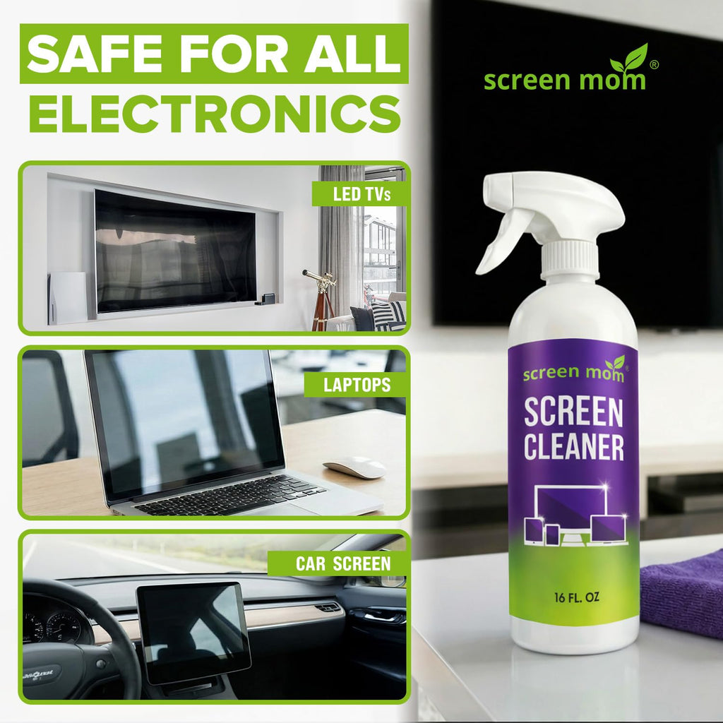 Screen Mom Screen Cleaner Spray 16oz Bottle for TV, Car, Laptop & Computer