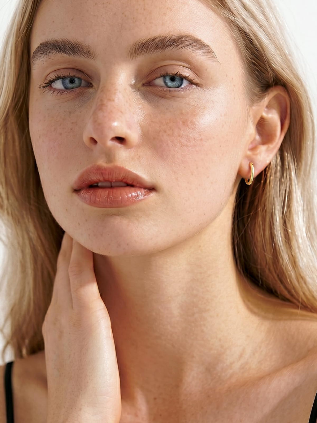 Silvora Gold Huggie Earrings for Women, 10MM Small Gold Hoops with 925 Sterling Silver Posts, Hypoallergenic Cartilage Earrings for Sensitive Ears