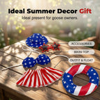 TAQIYEZ Hawaiian Porch Goose Outfit with Sunglasses & Wreath, 4th of July Patriotic Goose Bikini Outfits for Lawn Patio Outdoor Decor