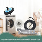 Upgraded Dryer Repair Kit Compatible with Samsung Dryer Roller Replacement Kit, for DC97-16782A Dryer Roller, DC93-00634A Idler Pulley, 6602-001655 Belt (6 Roller White Spacer)