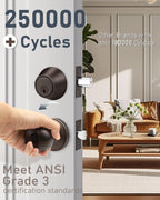 Brotima 6 Pack Entry Door Locksets with Single Cylinder Deadbolt, Oil Rubbed Bronze Exterior Door Lock Set with Same Key, Front Roound Door Knob and Deadbolt Set