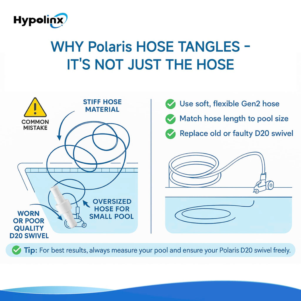 Hypolinx Polaris Compatible Pool Cleaner Hose Replacement – Gen2 30 Ft Feeder Hose for Polaris 280 380 180 & D45 – Tangle-Free Design (Not for 360)