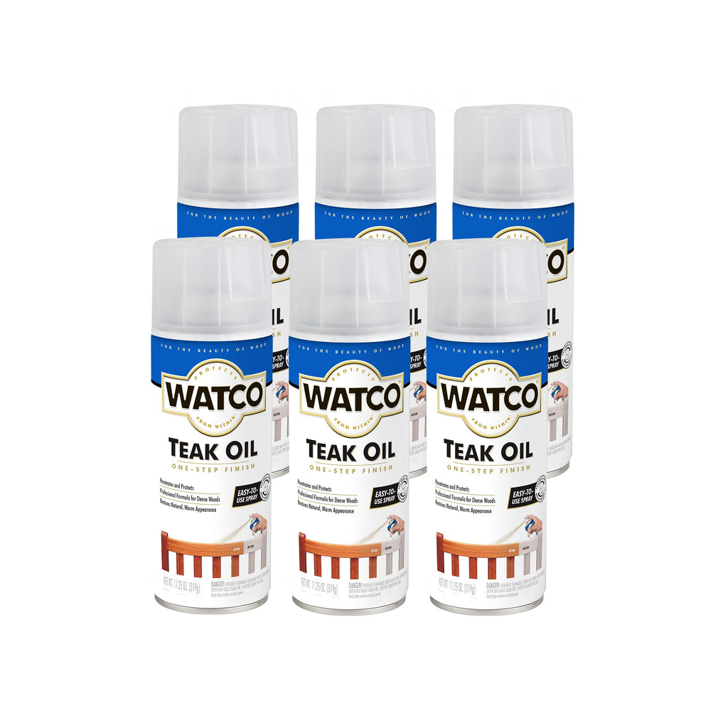 Watco Teak Oil Wood Finish Spray, 11.25 oz, Clear, 6 Pack