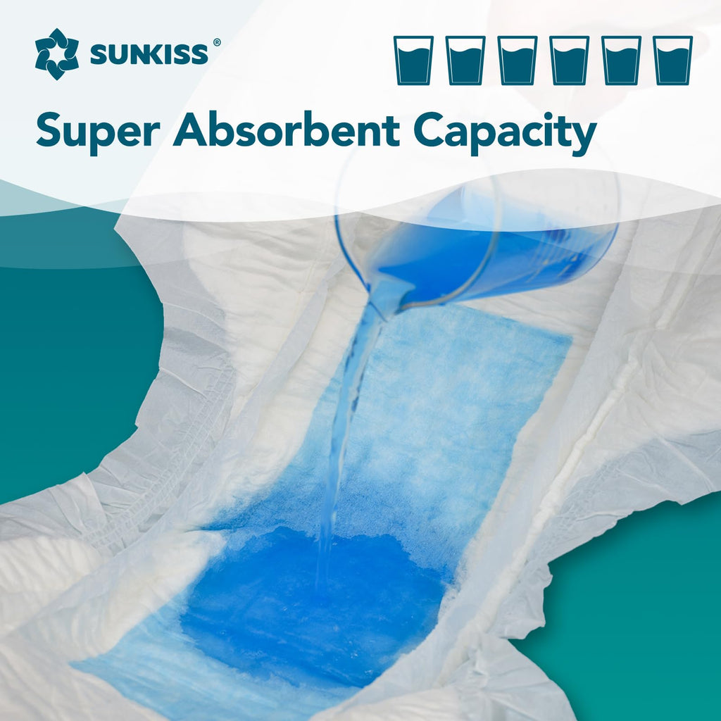 SUNKISS TrustPlus Overnight Adult Diapers with Tabs, Unisex Disposable Incontinence Briefs for Men and Women, Odor Control, Large, 48 Count (4 Packs of 12)
