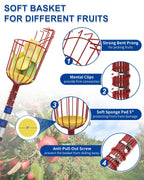 SKGPOLE 26FT Reach Fruit Picker, 5-20 Foot Sturdy Aluminum Telescoping Fruit Picker Extension Pole with Metal Twist-on Basket, Suit for Apple Pear Lemon Mango Guava Orange Avocados Tree Fruit Picking