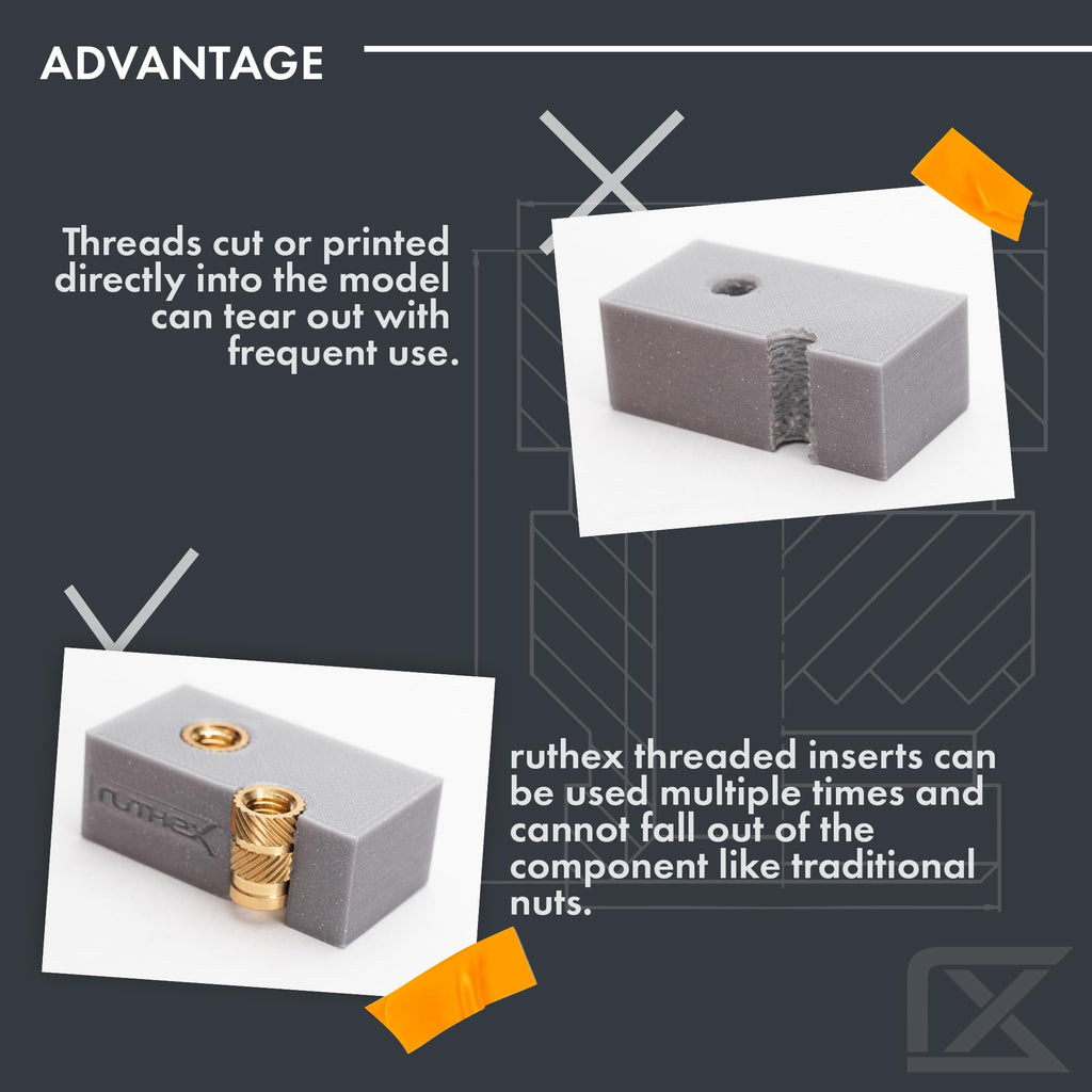 ruthex Threaded Insert (Threaded Insert, M3 / M4 / M5 Bundle (200pcs))