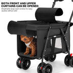 Pet Stroller Cat Dog Stroller Travel Folding Pet Carriers（Black）