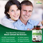Zazzee USDA Organic Black Cohosh 10:1 Extract, 3000 mg Strength, 120 Vegan Capsules, 4 Month Supply, Standardized and Concentrated 10X Extract, 100% Vegetarian, All-Natural, Non-GMO, Made in The USA