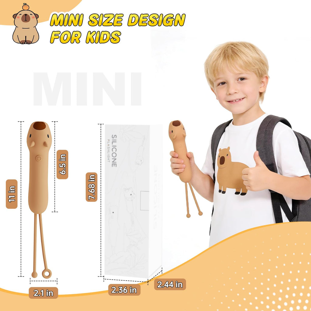 Tepreswes Capibala Kid‘s Flashlight Rechargeable, LED Kid Flashlight for Boys and Girls, Suitable for Camping and Outdoor Exploration Students, Fun and Lightweight Flashlight, Birthday Gift