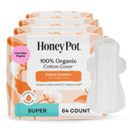 The Honey Pot Company - 64ct - Sanitary Pads for Women - Non-Herbal Heavy Overnight w/Wings - Organic Cotton Cover & Ultra-Absorbent Pulp Core - Feminine Care