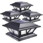 SIEDiNLAR Solar Post Lights Outdoor 2 Modes LED Deck Fence Cap Light for 4x4 5x5 6x6 Posts Patio Garden Decoration Warm White/Cool White Lighting Black (4 Pack)
