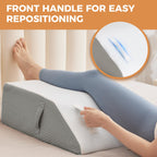 BIEEZZK Leg Pillow Elevation Blood Circulation, Leg Elevating Pillows for After Surgery, Sleeping, Memory Foam Wedge Pillow for Legs Swelling, Foot Knee Pillow for Back Pain, 23.6×16.8×8in, White/Grey