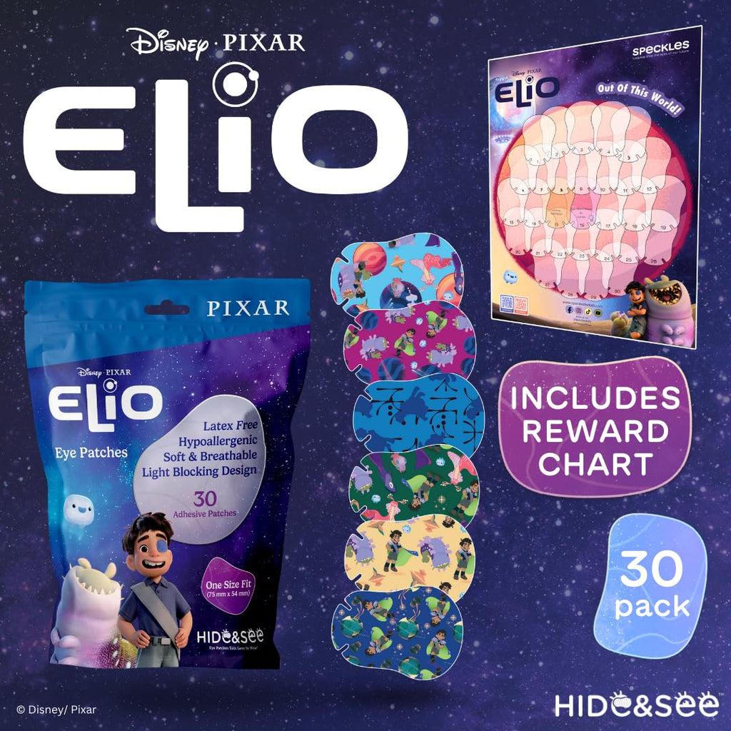 Disney & Pixar Elio Eye Patches for Kids 30 Pack | Hypoallergenic, Breathable, Fun Designs | Lazy Eye (Amblyopia) Treatment Support | Kids Eye Patches -Comfortable Left/Right Eye Fit