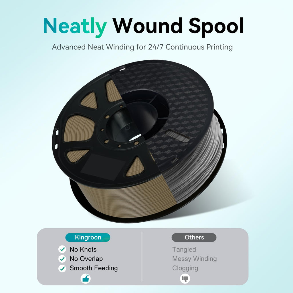 Kingroon Wood Color PLA Filament 1.75mm, 1kg Spool (2.2lbs), +/- 0.03mm Accuracy, Clog-Free 3D Printer Filament for Most FDM 3D Printers