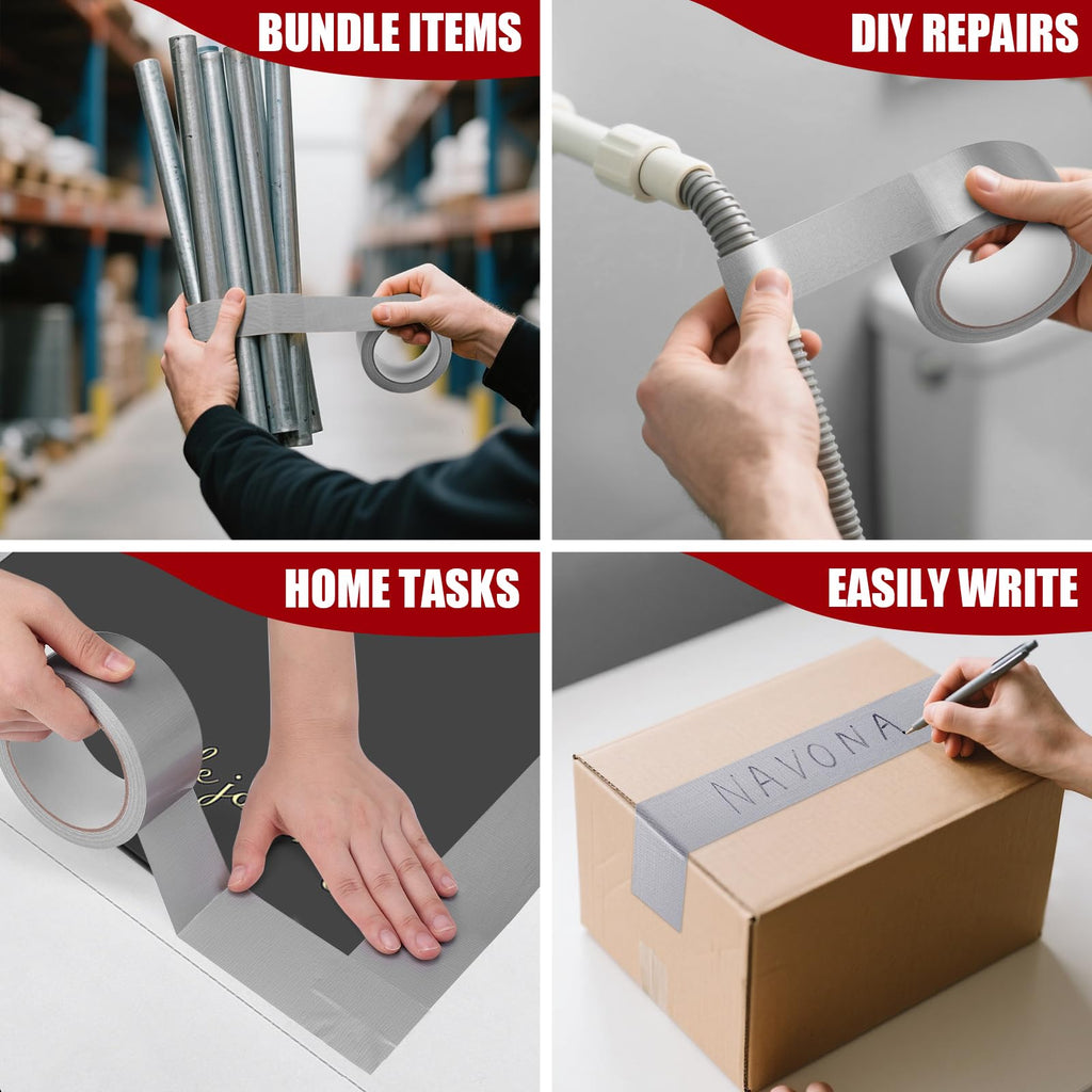 Navona Heavy Duty Duct Tape 20 Pack, 2 Inch x 400 Yards Gray Waterproof Multipurpose Tape, Strong Adhesive No Residue, Easy Tear by Hand for Home & Outdoor Repairs