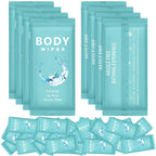 Treela 300 Pcs Large Body Wipes Bulk Deodorant Travel Size for Homeless Care Package Supplies Individually Wrapped Adults Bathing No Rinse Wet Wipes Men Women Hygiene Items(7.09" X 9.84",Blue)