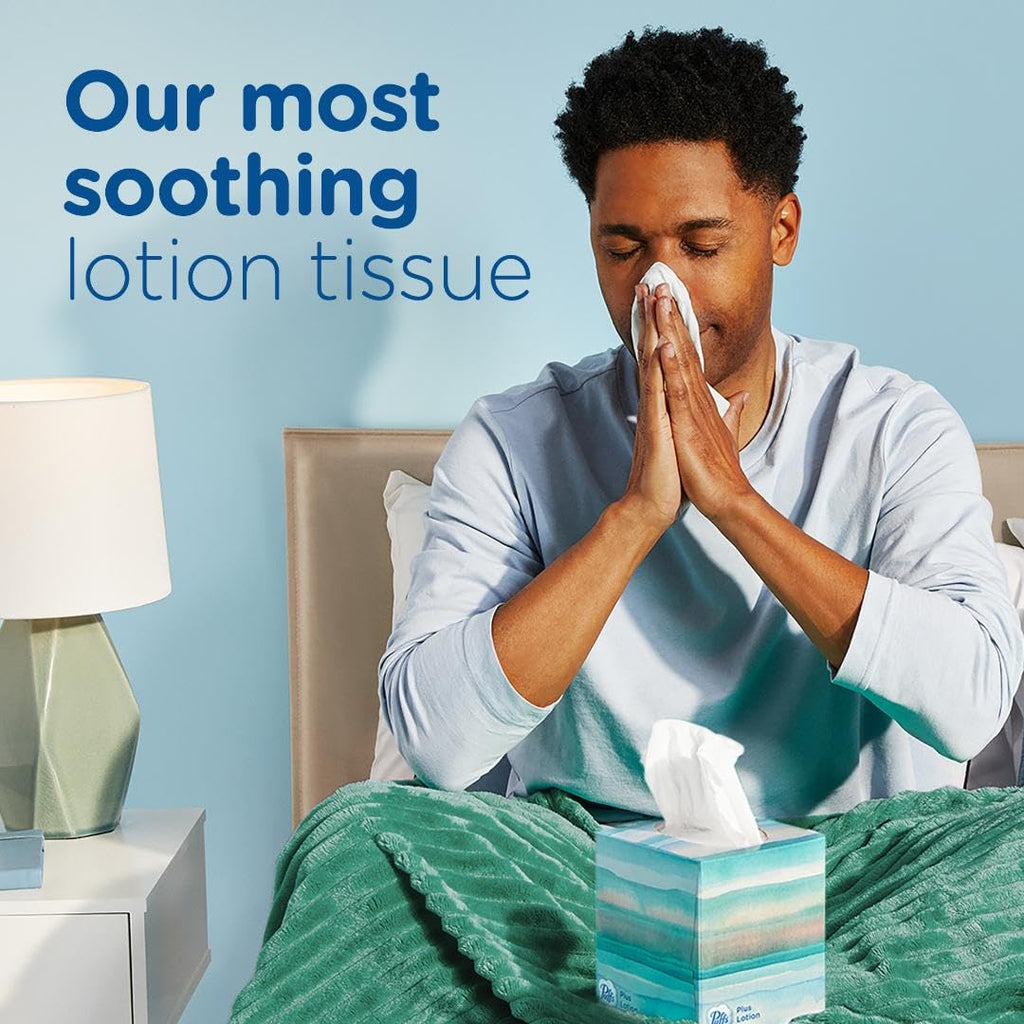 Puffs Plus Lotion Facial Tissues, 24 Family Boxes, 124 Tissues Per Box