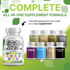 Clean Nutra Oregano Oil with Black Seed Oil Garlic Olive Leaf Extract - Oil of Oregano Capsules Immune Support Carvacrol & Thymoquinone Supplement for Women and Men + Elderberry Vitamin D3 & Zinc