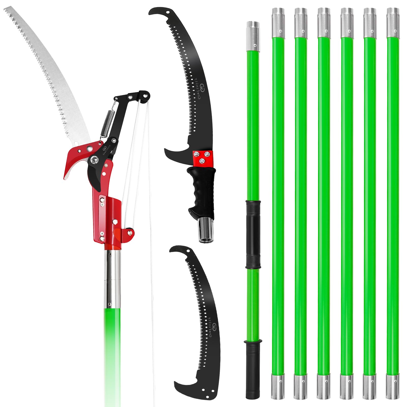 Manual Pole Saw, 27 Ft Tree Pruner with Scissors