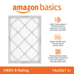 Amazon Basics 14x20x1 Air Filter, MERV 8 AC Furnace Filters, Allergen Control , Electrostatic, Removes Dust Pollen and Lint, 6-Pack (Actual Size: 13.75" x 19.75" x 0.75")