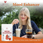 VELOTO Organic Mega Mushroom Powder Blend,10 in 1 Complex Mushroom Extract Powder Herbal Supplement with Reishi, Cordyceps, Chaga, Lion's Mane, Vegan & More, Sustainably US Grown, Filler Free, 10oz