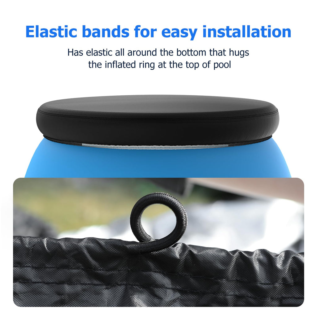 8 ft Round Pool Cover, Compatible with Intex/Bestway Outdoor Round Inflatable Above Ground Swimming Pool, Elastic Bands for Easy Installation, No Drain Holes, Prevent Leaves, Debris and Dust