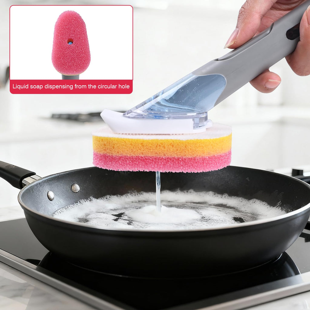 Sponge Refills for Scrub Daddy Dish Daddy - 20 Packs Dish Wand Refills, Scrub Brush Replacement Heads, Dish Brush Replacement Head for Kitchen Cleaning, Pink (Only Sponge Heads)