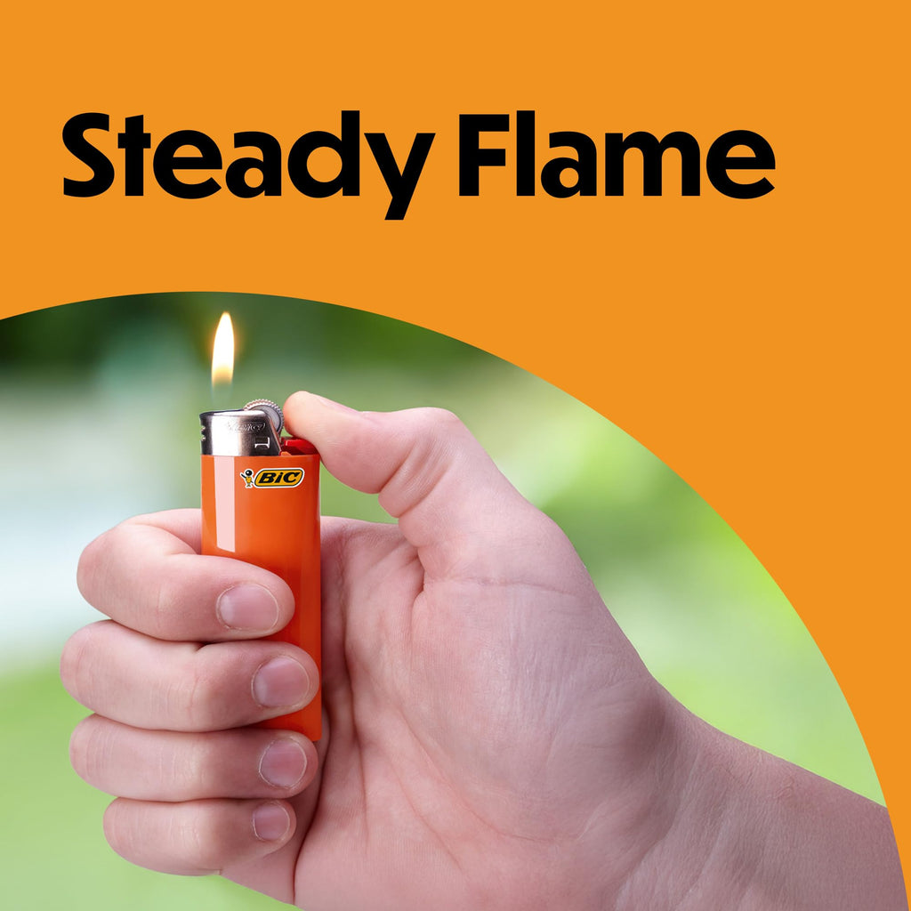 BIC Maxi Pocket Lighters, Long-Lasting Flame and Colorful Designs, Classic Collection, 15-Pack (Colors May Vary)