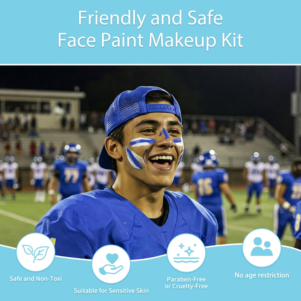 Pintada 42 Color Face Painting Kit for Kids - Non Toxic Water Activated Face Paint Palette With Stencils, Brush, Sponges, Book. For Carnival, Halloween, Costume Makeup and Festivals & Events