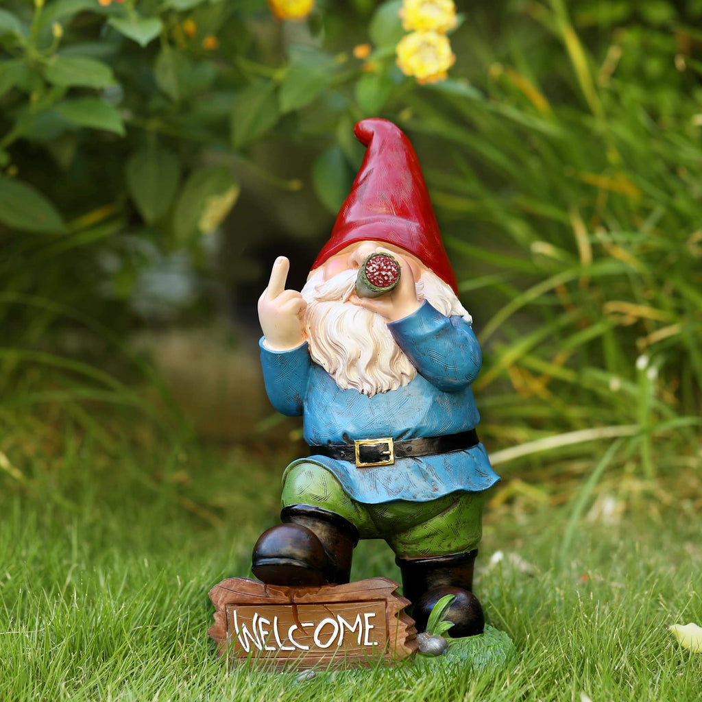 Panven Gnomes Garden Decor, 13.5" Tall Solar Large Inappropriate Funny Gifts Gnome Outdoor Statues for Yard, Patio, Lawn, Outside Naughty Gnome Garden Decorations Gift for Men Women