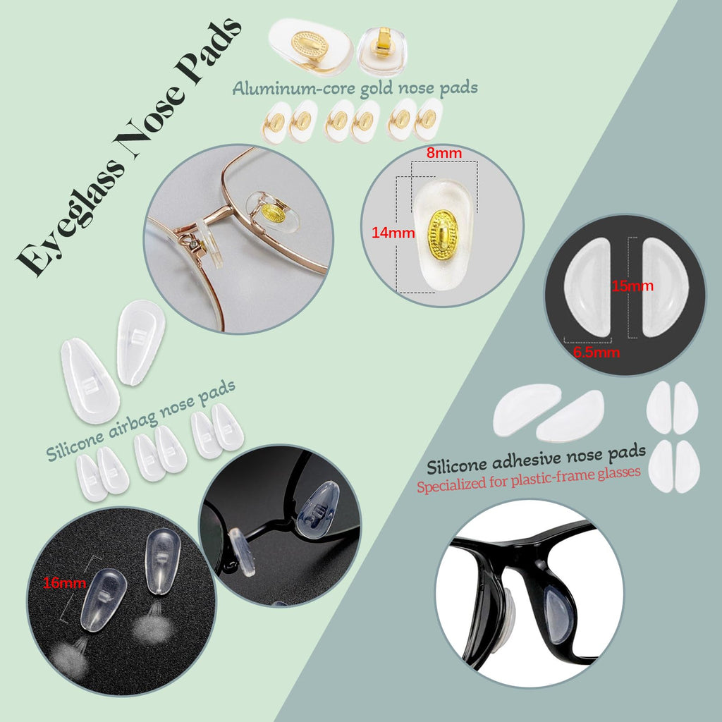 Eyeglass Repair Kit - YEEMO Glasses Repair Kit with Screws (Gold), Eyeglass Nose Pads, Precision Glasses Screwdriver Set: High Compatibility for Eyeglasses, Sunglasses, and Watch Repair
